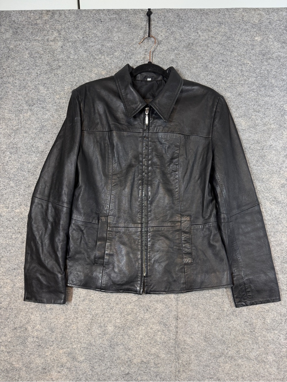 Boutique of Leathers Black Leather Jacket Size 10 Minimalist Y2K Classic 90s